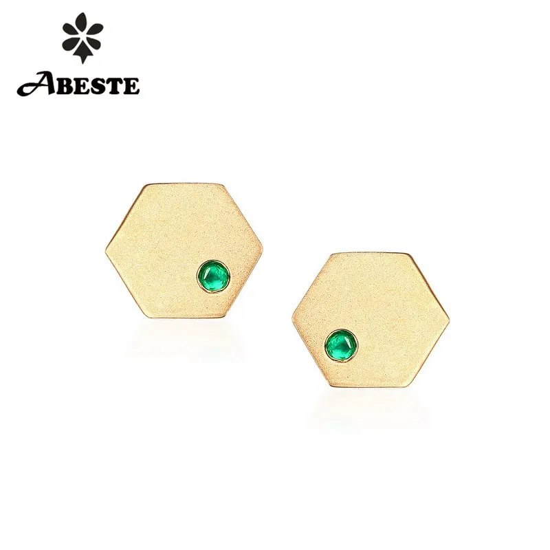 ANI 14 K женские свадебные серьги гвоздики из желтого золота с натуральным