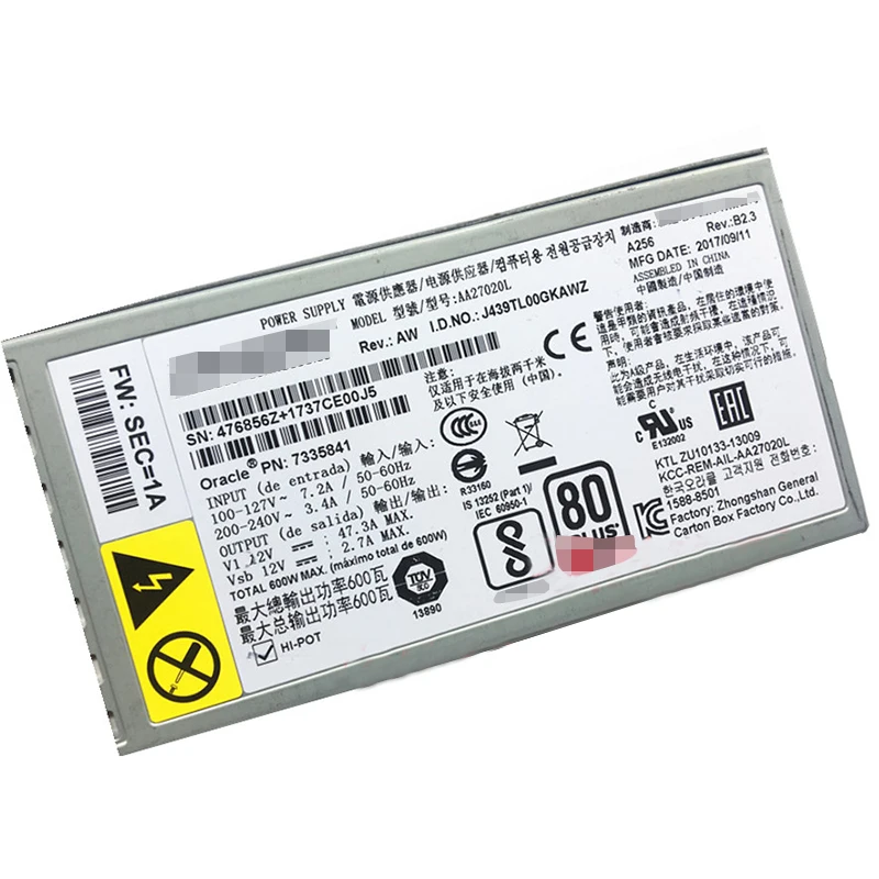 1 шт. для SUN X3 2 Fire X4170M3 AA27020L 7047410 600W Мощность сервера|Блоки питания компьютеров| |