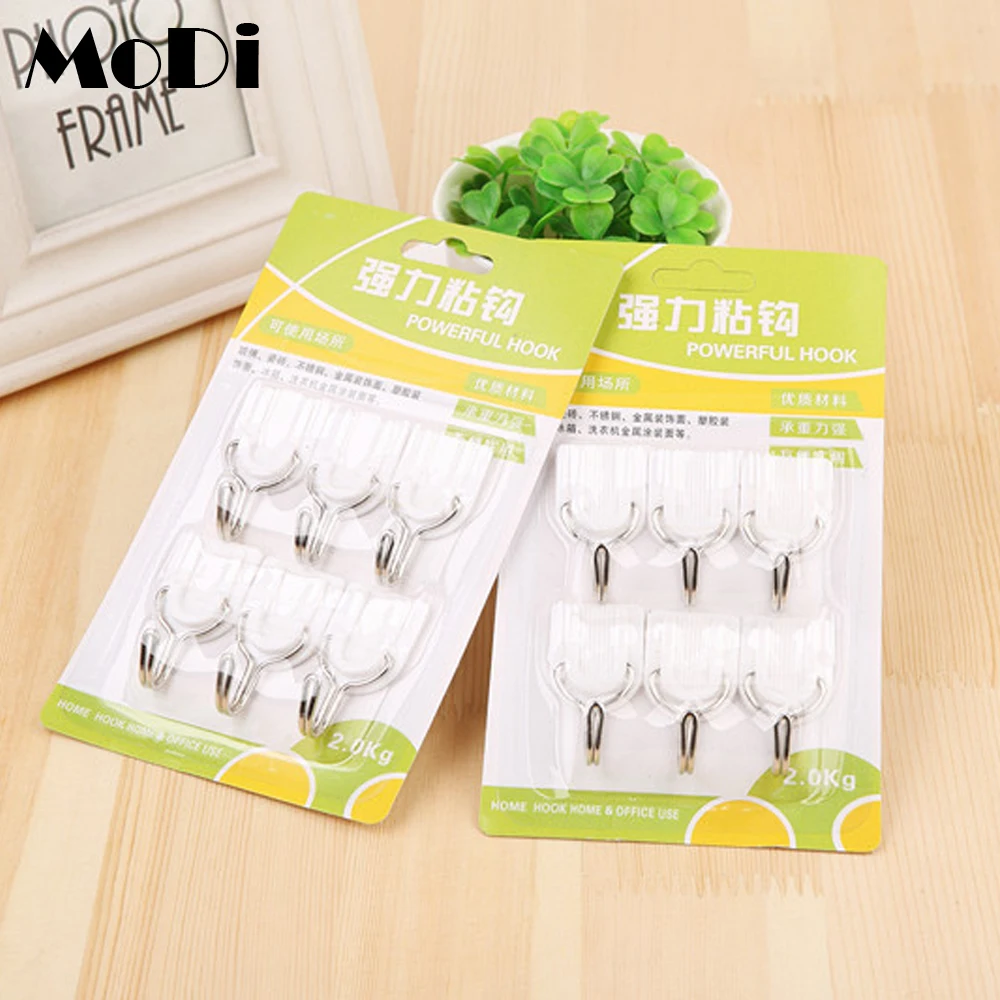 MoDi 6 шт. Многоцелевой супер крепкие липкие крючки из нержавеющей стали Органайзер