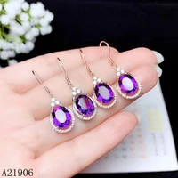 kjjeaxcmy boutique jewelry 925 sterling silver inlaid amethyst gemstone female earrings
