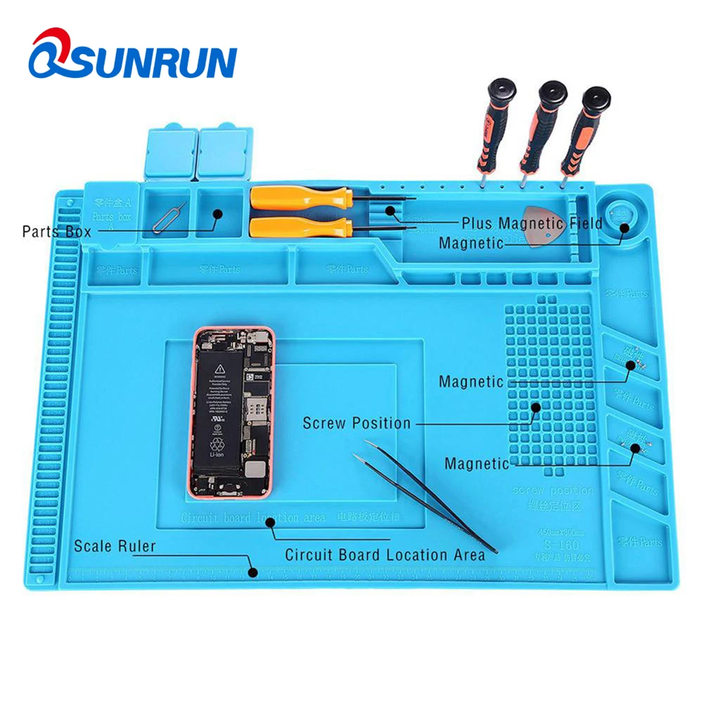QSUNRUN Сварщик Инструменты Силиконовый Коврик Стол Платформа S140 170 Паяльник