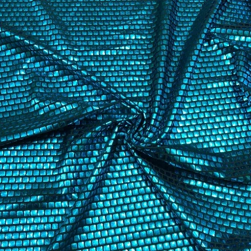 Blue on black bricks Тонкий трикотаж из крокодиловой кожи(лайкра), спандекс, узор, 2 способа растягивания, непрерывный крой лайкры для пошива купальников, танцев - Цвет: Blue on black bricks