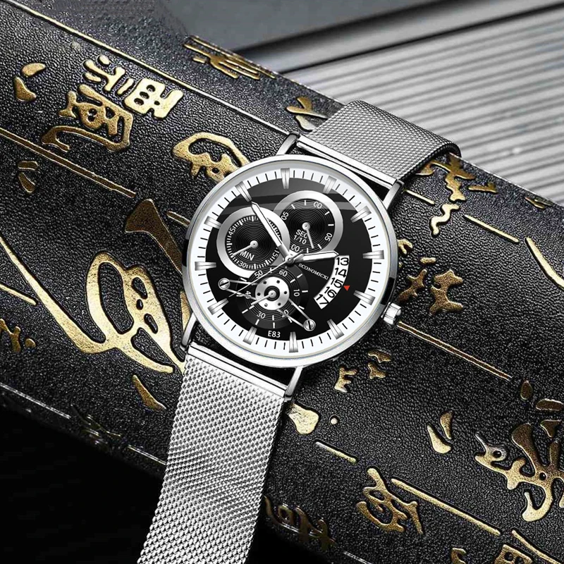 Кварцевые роскошные мужские часы дизайн бизнес светящиеся s с сетчатым РЕМЕШКОМ