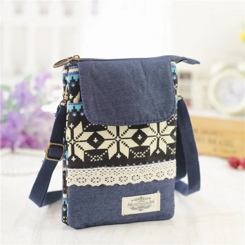 longmiao Women National Coin Purse Clutch Flower Printed Mini Messenger Bags Phone Pouch Girls Multi Pocket Organizer Bag | Багаж и сумки