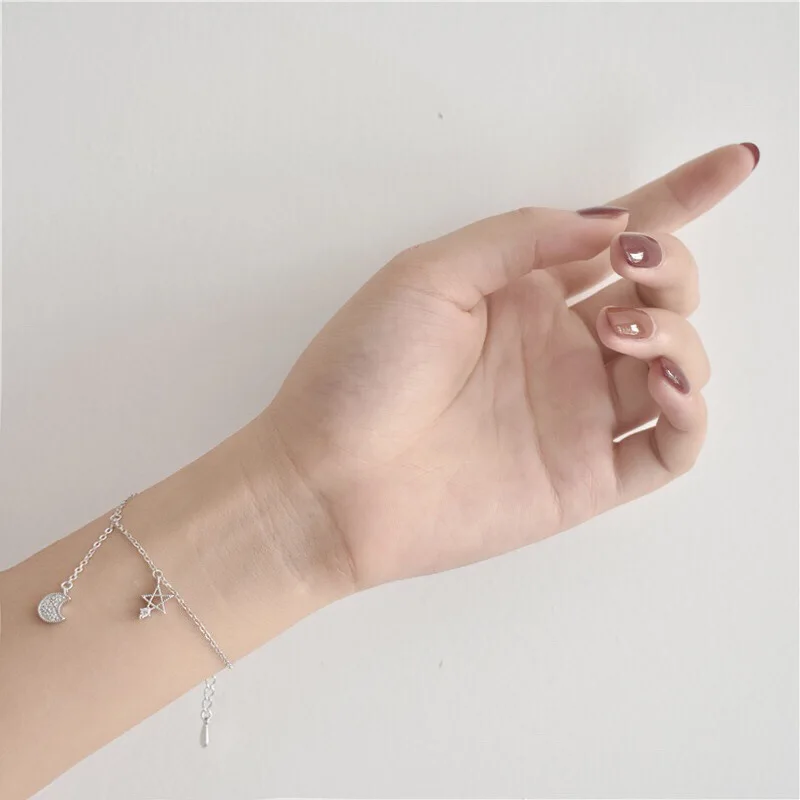 S925 Луна Звезда серебро браслет модные аксессуары для женщин|bracelet accessories|sterling silver