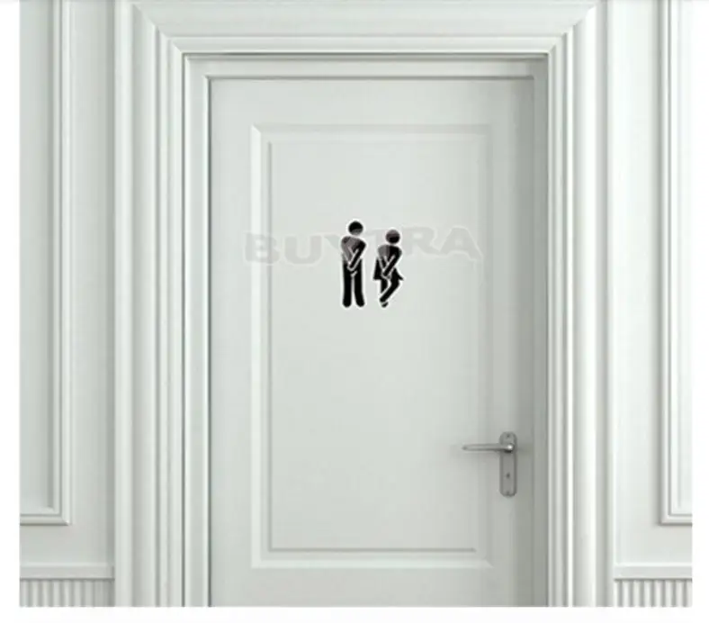 MENGXIANG Забавный виниловый знак входа в Туалет Наклейка для магазина офиса дома