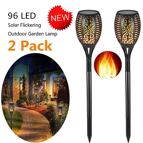 2 garden lights COCOZ Солнечный фонарь светильник мерцающий IP65 водонепроницаемый наружный солнечный светильник с пламенем ландшафтный светильник лампа для газона дорожка светильник Точечный светильник - Испускаемый цвет: 2 garden lights