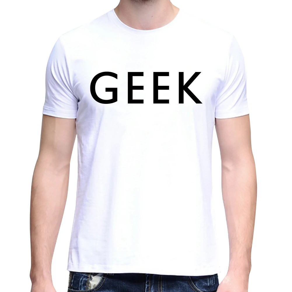 2017 стильные мужские Geek Письмо печати Футболка Повседневная короткий рукав