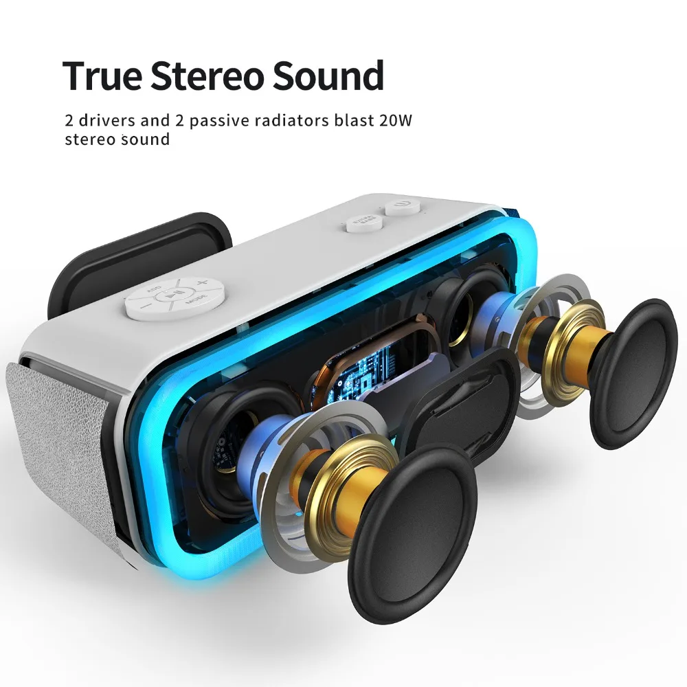 ДОСС SoundBox Pro СПЦ Bluetooth Динамик 2*10 Вт Беспроводной s с светодио дный свет Enhanced Bass