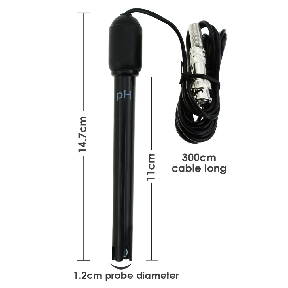 0 14 pH Electrode Probe BNC Connector 300cm Cable for PH Meter Monitor Controller Aquarium Hydroponics Plant Pool Spa|Измерители pH| |