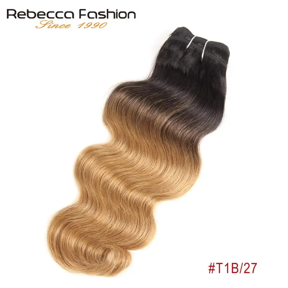 Натуральные волнистые волосы Rebecca 1 пучок цветные # T1B/30 T1B/27 T1B/99J T1B/BUGR Remy