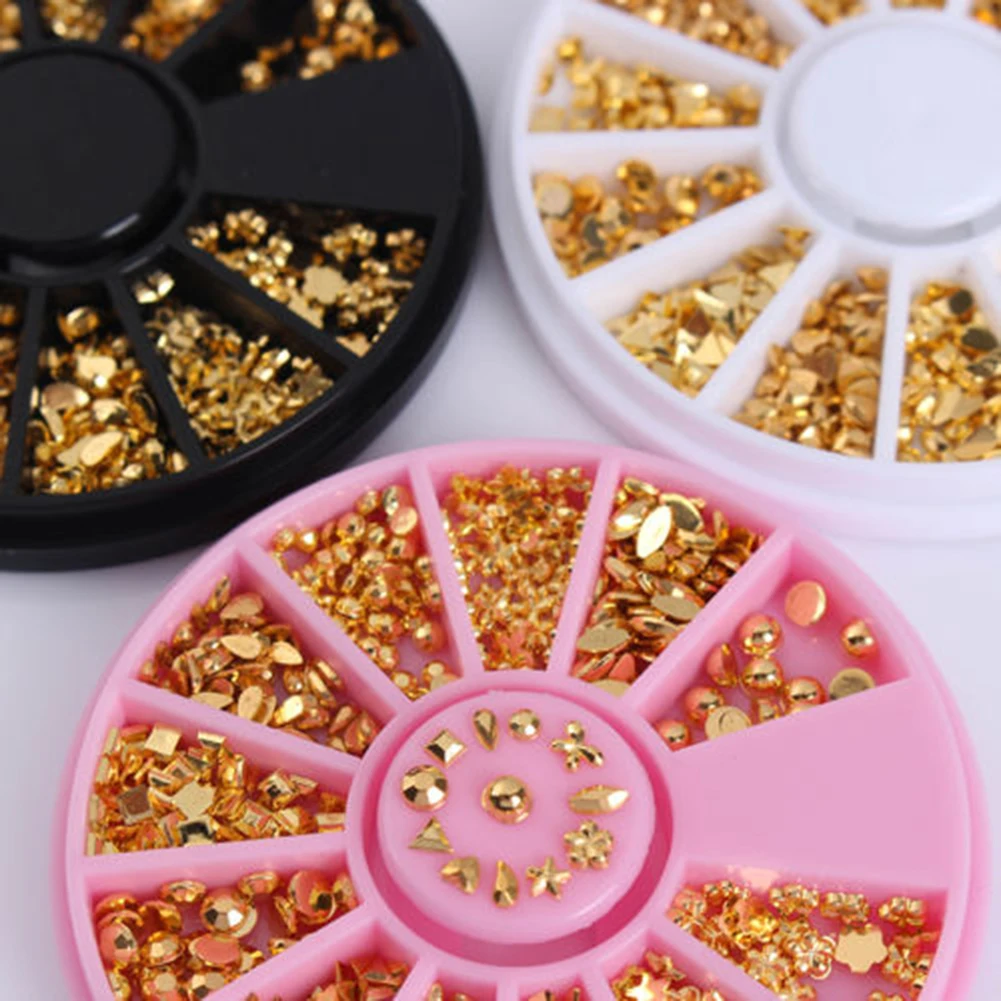 

1 Wheel Mixed 12 Shapes 3D Nail Studs Art Decors DIY Decoration Manicure Tools