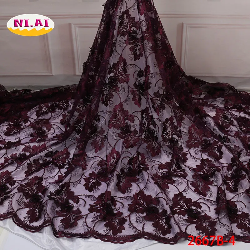 3D Lace African For Lady Nigeria Wedding Royal Blue 2019 Flower Bridal Fabric Mr2667b | Дом и сад