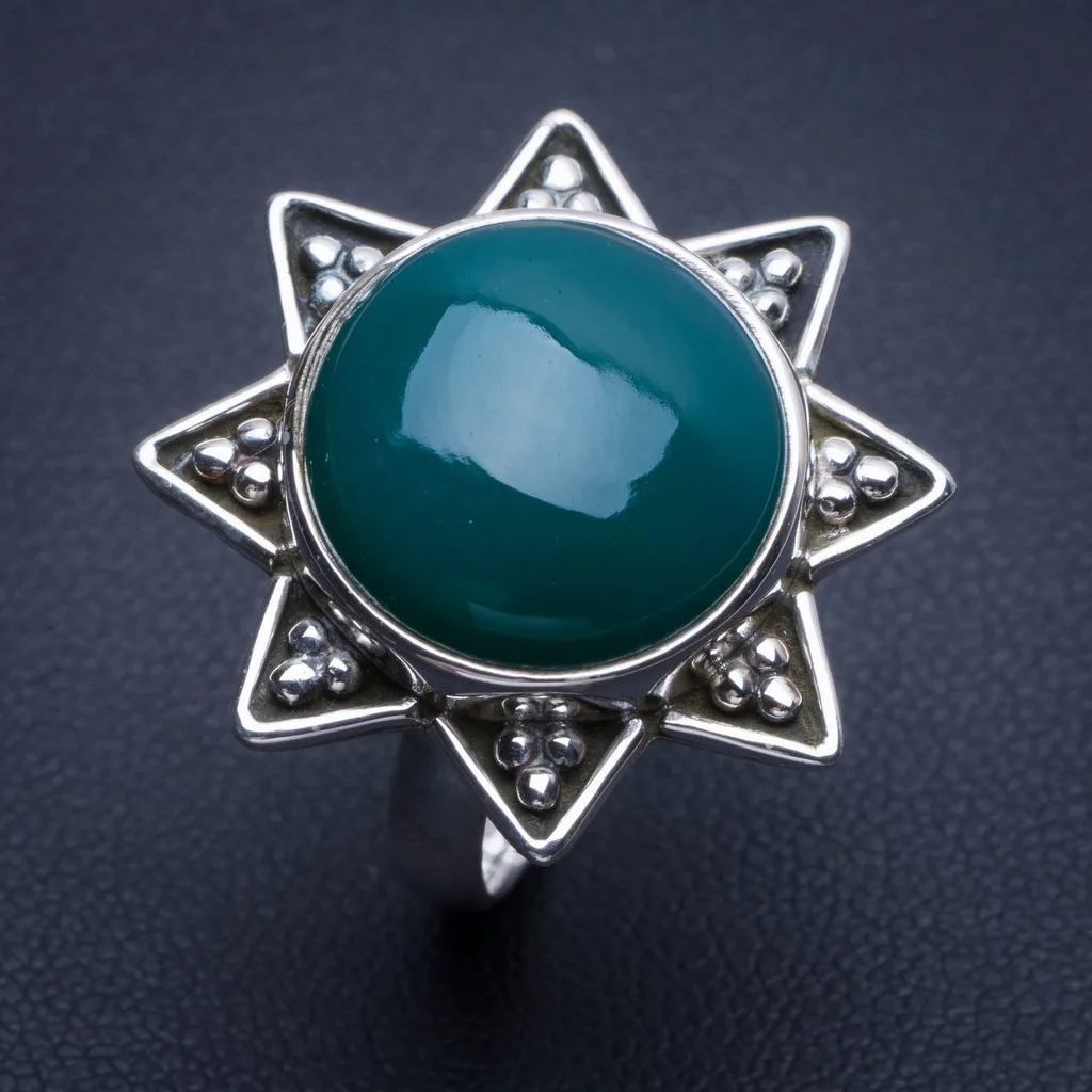 Stargems (TM) натуральный хризопраз 925 серебряное кольцо нам Размеры 7 | Украшения и