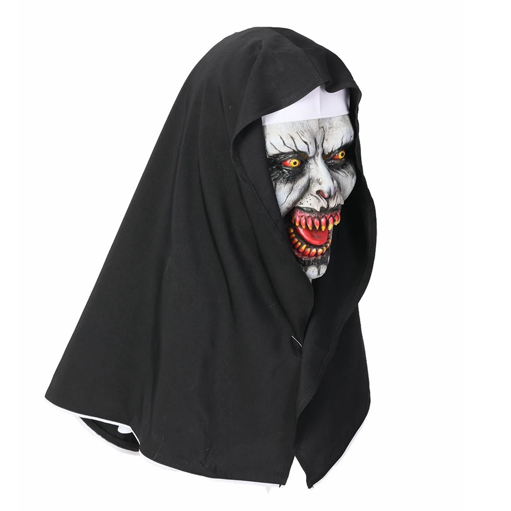 Костюм Хэллоуин Валак Монахиня: маска и капюшон из латекса, полное покрытие головы, для мужчин, от XCOSER.