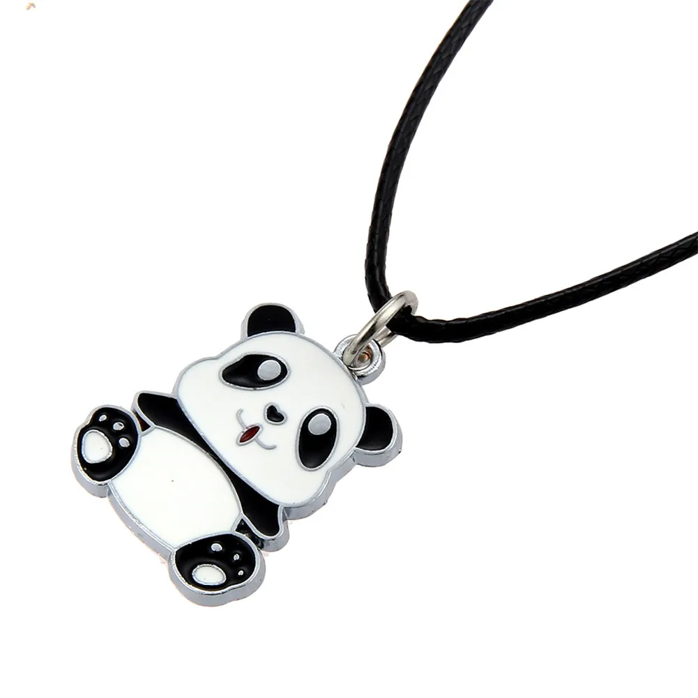 Lureme Lovely колье с изображением панды черным шнуром для женщин и девушек Panda Baby