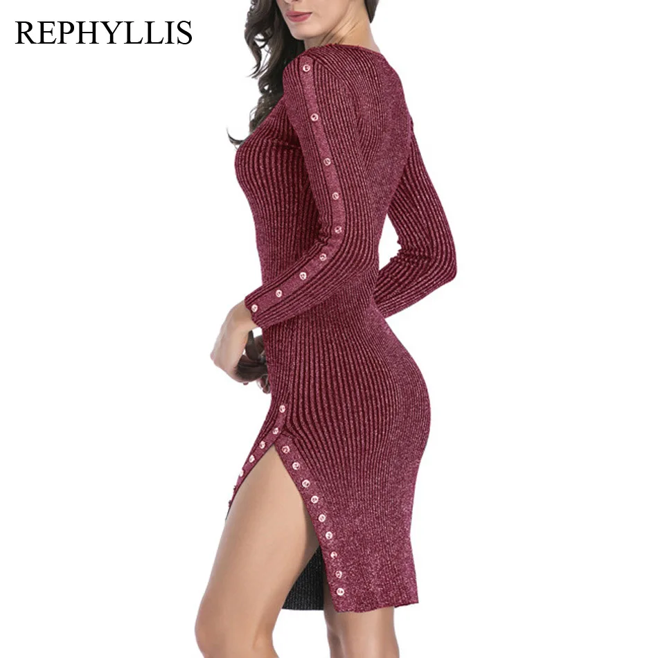 REPHYLLIS для женщин в винтажном стиле С длинными рукавами и круглым вырезом большой