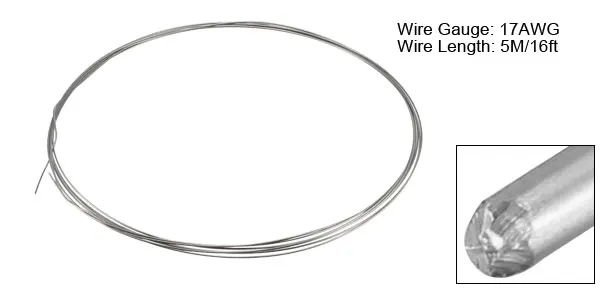 Uxcell 1 шт. нагревательный резистор провода 15AWG 17AWG 18AWG 19AWG 20AWG 21AWG нихромовое сопротивление провода для нагревательных элементов Серебряный тон