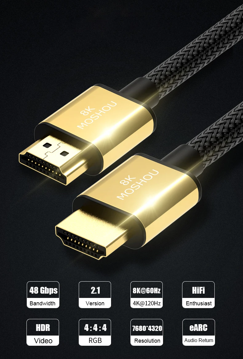 9,49 Лидер продаж HDMI кабели 2,1 8K 60 Гц 4K 120Hz 48 Гбит/с дуговой сварки видео для усилитель ТВ Высокое разрешение мультимедиа Интерфейс