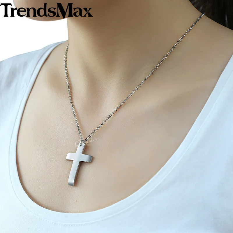 Trendsmax классическое колье с подвеской в виде Креста для мужчин и женщин цепочка из