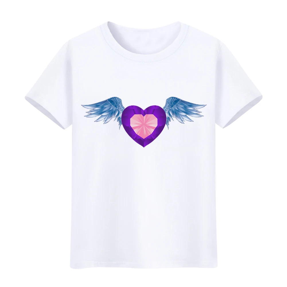2017 Fashion T-Shirt Diamond Heart Wing O-Neck Short Sleeve summer Slim Top Women | Женская одежда
