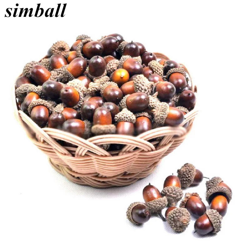 Cheap 50pcs 3cm Acorns Mini Artificial Fake Foam Fruits And Vegetables Berries Flowers For Wedding Christmas Tree Decoration