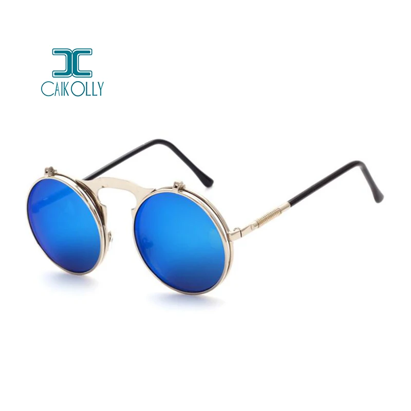 Винтажные круглые солнцезащитные очки в стиле панк из металла OCULOS de sol wo Для