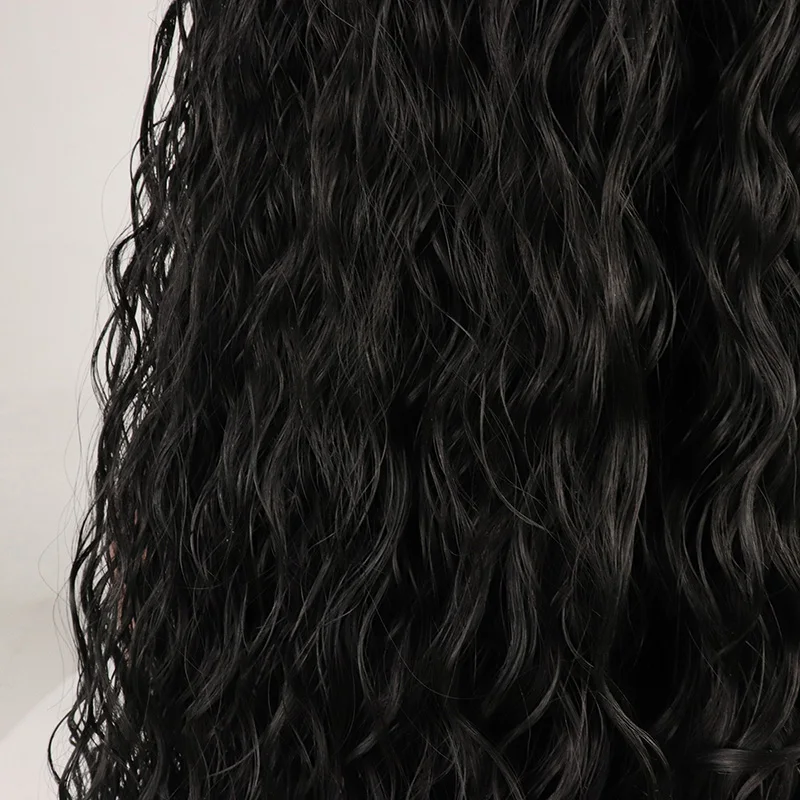 Парики из искусственных волос лента спереди кудрявые 24 дюйма черный цвет