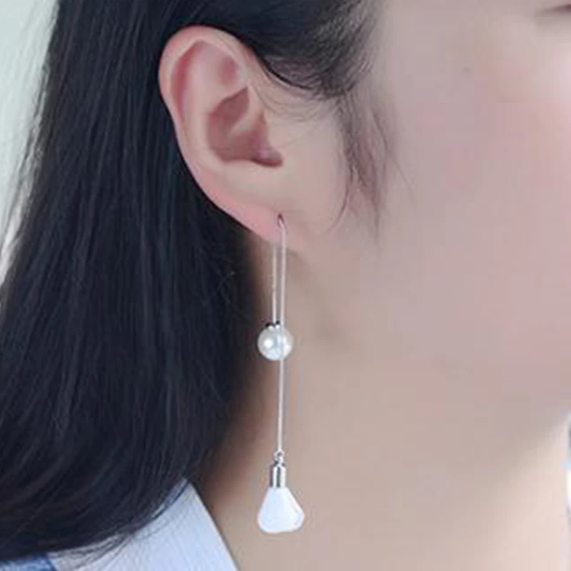 Модные длинные висячие серьги с цветами и жемчугом новая мода темпераментные