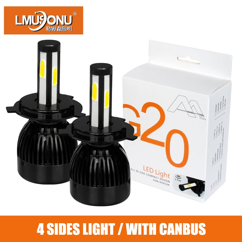 

LMUSONU 2 Pcs G20 Car Led Headlight 72W 8000LM Led Auto Bulbs 9005 9006 9007 H4 H7 H11 H13 For All Cars