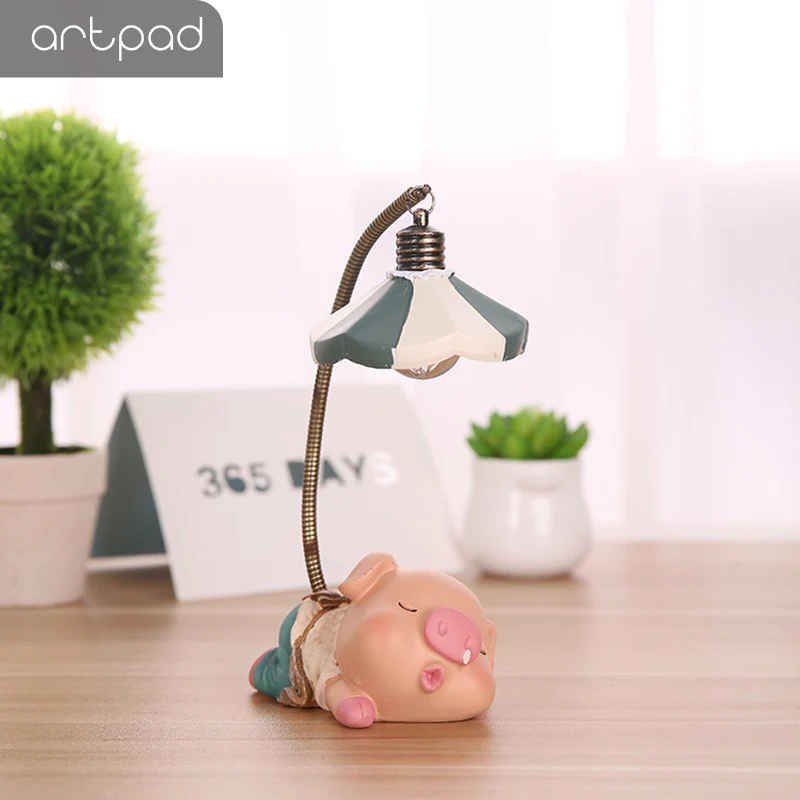 Artpad мультфильм Свинья Led ночные огни для малыша Портативный Силиконовый Батарея