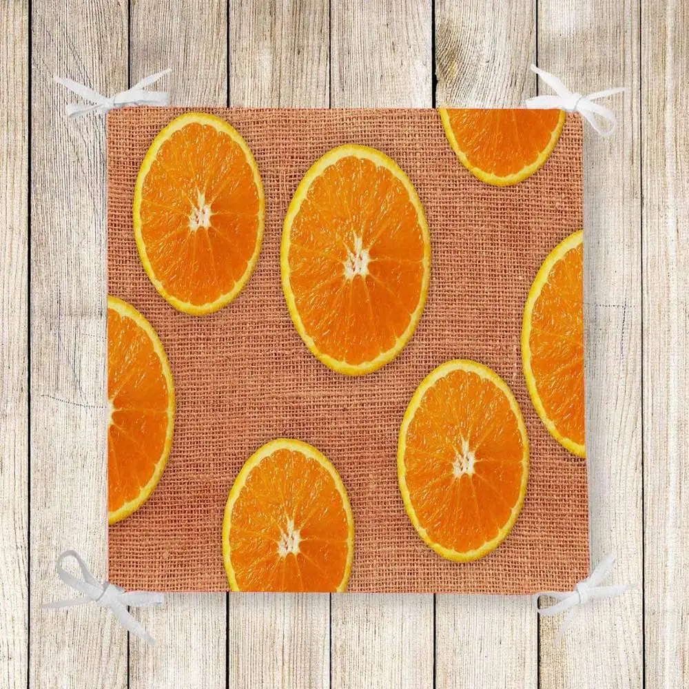 Else Brown Wicker Slice of Orange 3d Print Chair Pad Seat Cushion Soft Memory Foam Full Lenght Ties Non Slip Washable Zipper | Дом и сад