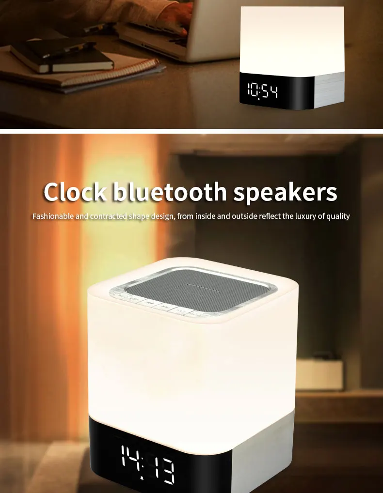 Беспроводной сенсорный датчик Bluetooth динамик для Xiaomi Xiomi iPhone AUX светодиодный светильник будильник стерео Саундбар TF карта динамик s