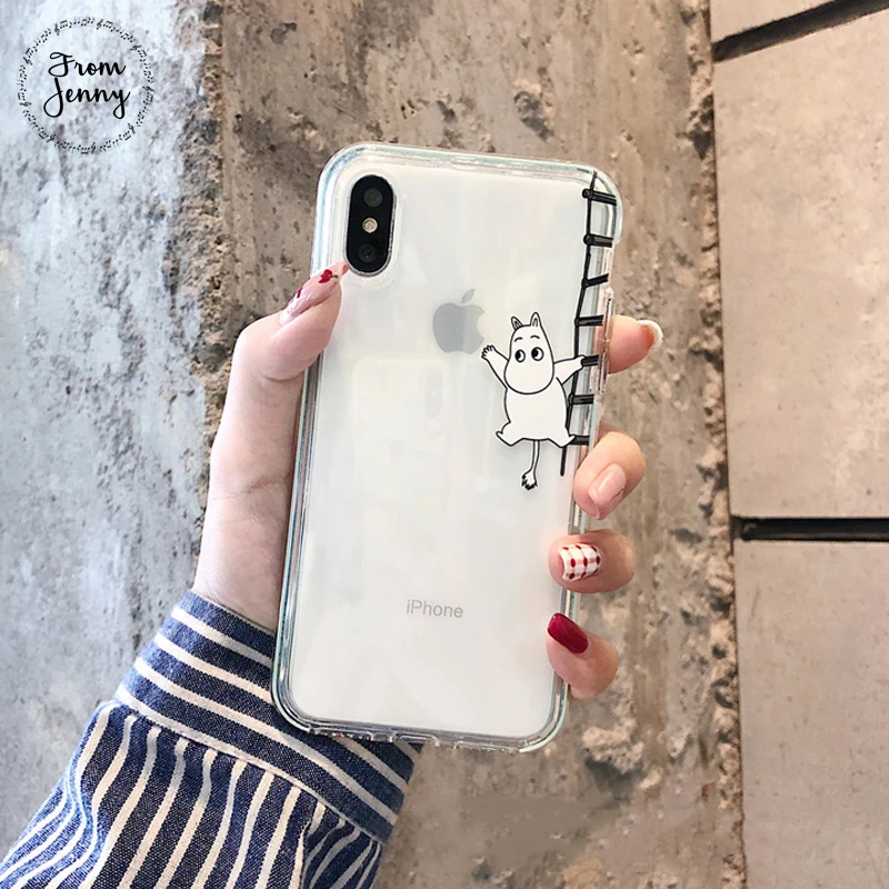От Jenny простой и милый мультфильм животных для iPhone x xr xs max 6 6s 7 8 Plus прозрачный
