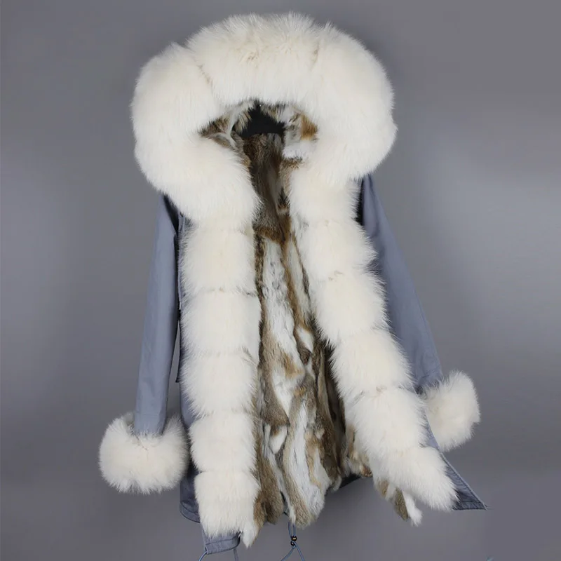 Новинка, Женское зимнее пальто, натуральный Лисий мех, капюшон, толстая подкладка из меха кролика, женские парки, Женское пальто, зимняя одежда, бренд