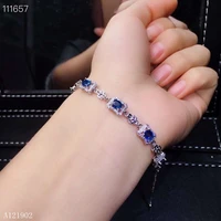 kjjeaxcmy boutique jewelry 925 silver inlaid natural sapphire womens bracelet support detection