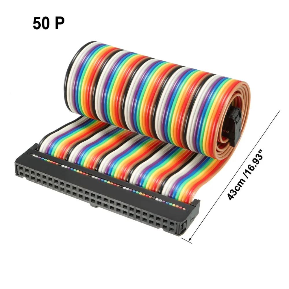 Uxcell 1 шт. IDC 50 Pins Rainbow 43 см 66 длина 2 54 мм плоский гибкий соединительный кабель с