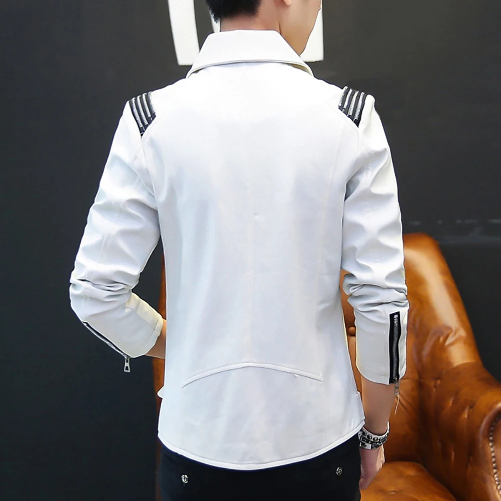 Men's Fashion Punk Faux Leather Zipper Slim Fit Jacket Coat Motorcycle Clothing | Мужская одежда