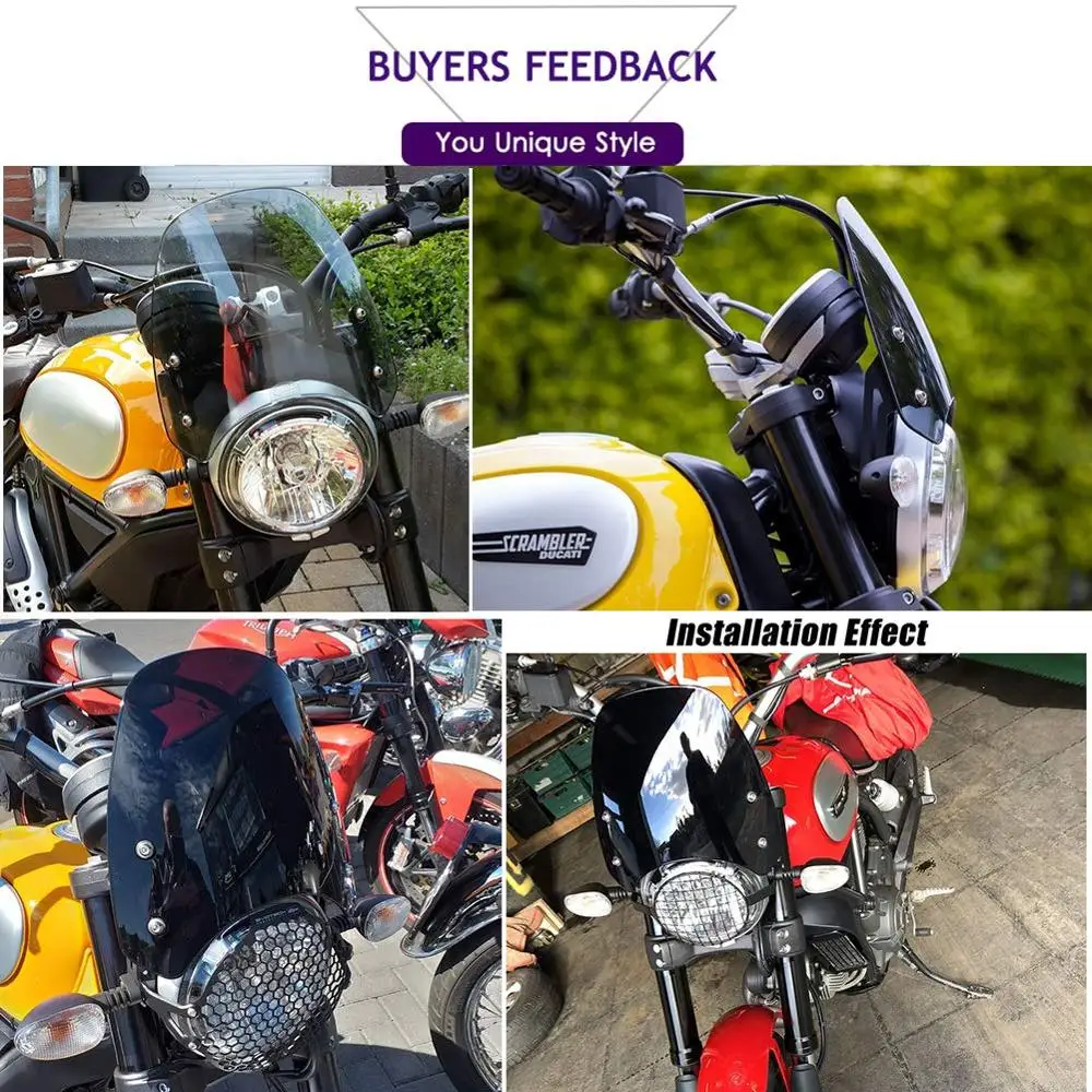 For Ducati Scrambler Deflector Windscreen Windshield Wind Shield Fly Screen 2015 2016 2017 2018 2019 2020 Motorcycle Accessories |