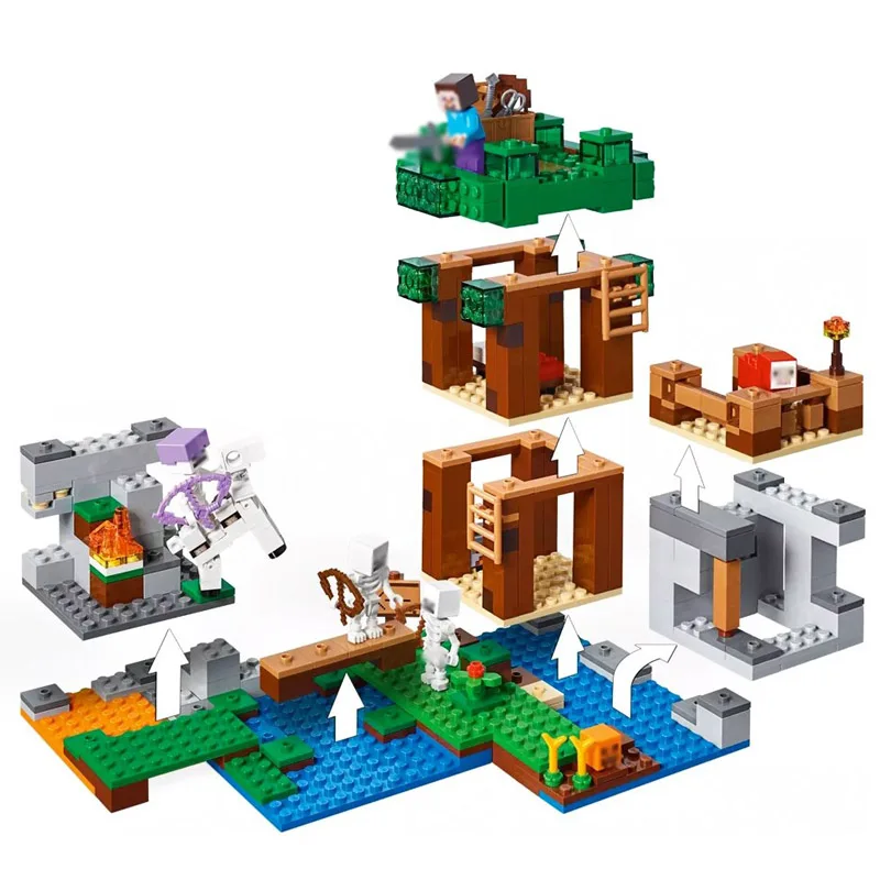 21146 463 шт. серия My World The Skeleton Attack Shelter всадник строительные блоки кирпичи игрушки