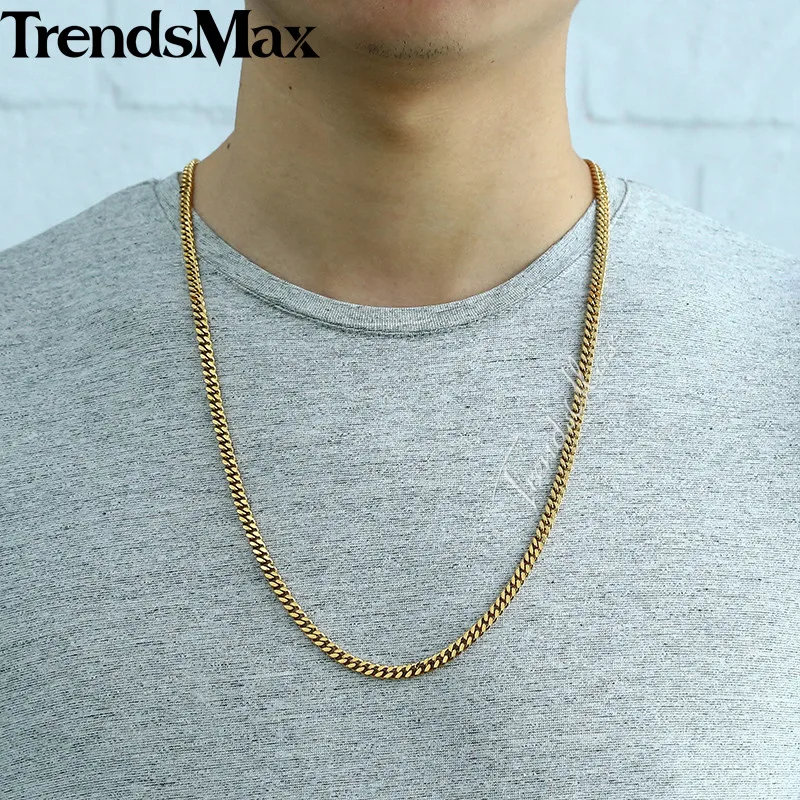 Мужские ожерелья с кубинскими звеньями Trendsmax золотая цепочка Прямая поставка