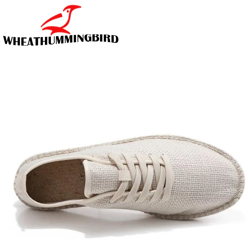 Men Canvas Shoes Breathable Men's Loafers Slip On Solid Black White Hemp Wrap Mens Espadrilles Fisherman LA-26 | Обувь