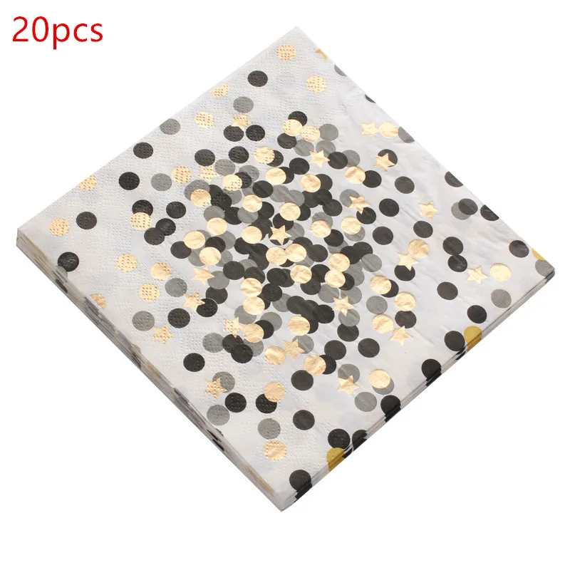 Dot Star 20pcs 1 упаковка, черная Золотая бумага со звездами, вечерние салфетки из натурального дерева, бумажные салфетки для свадьбы, дня рождения, товары для украшения дома - Цвет: Dot Star 20pcs