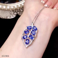 kjjeaxcmy boutique jewelry 925 sterling silver inlaid natural sapphire female pendant necklace support test