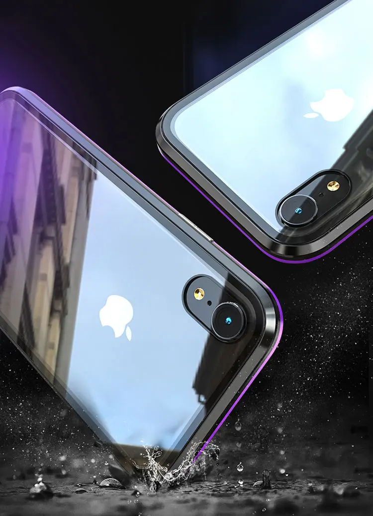 Магнитный металлический адсорбционный чехол для iPhone11pro max XR, роскошный Ультратонкий чехол из закаленного стекла для iPhone XS max, противоударный