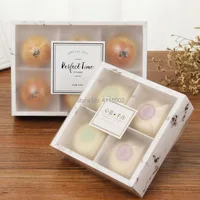 100pcs/lot Transparent Frosted Cake Box Dessert Macarons Mooncakes Boxes Pastry Packaging Boxes