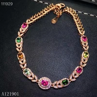 kjjeaxcmy boutique jewelry 925 silver inlaid natural tourmaline lady bracelet support detection