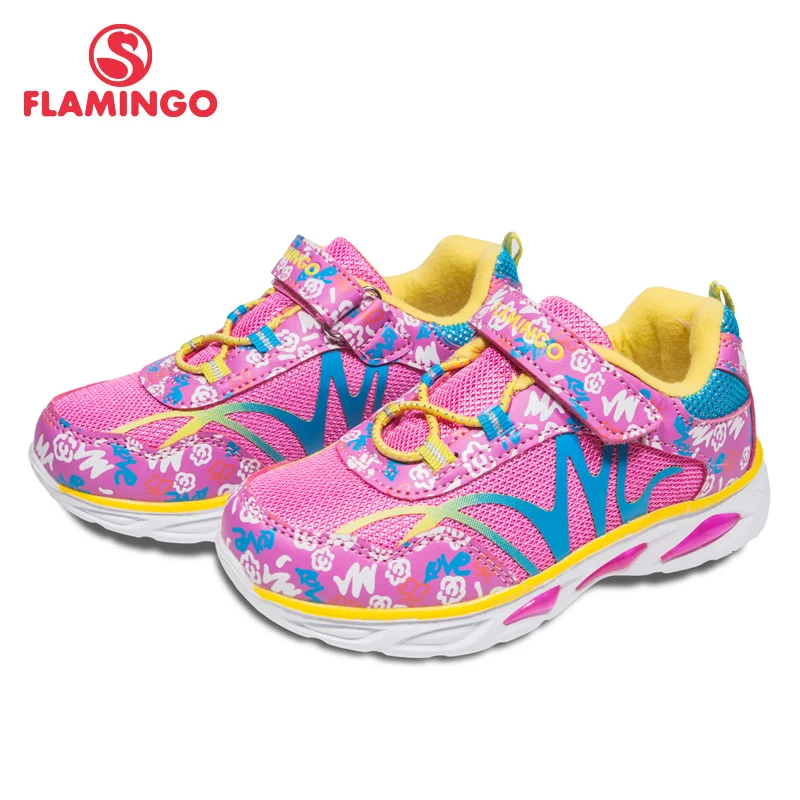 Кроссовки прогулочные FLAMINGO для девочек со светодиодами 71K-BK-0043 | Детская одежда и