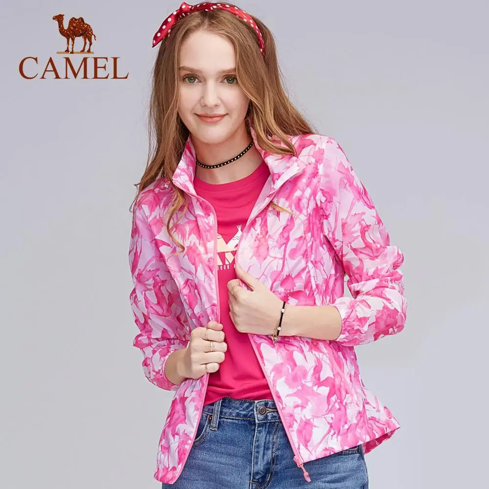 CAMEL Женское пальто для улицы, быстросохнущее, дышащее, УФ-защита, одежда для кожи, Спортивная, Пляжная, повседневная, с принтом, походная куртка - Цвет: Pink