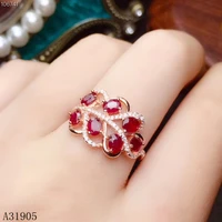 kjjeaxcmy boutique jewelry 925 sterling silver inlaid natural ruby female models luxury leaf ring got engaged marry party gift